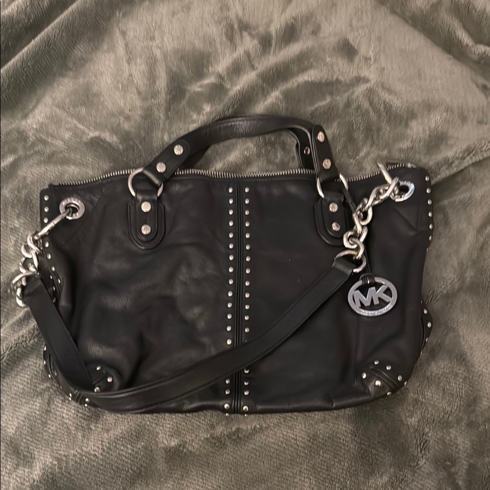 Michael Kors Black Shoulder Bag with Studded Detailing